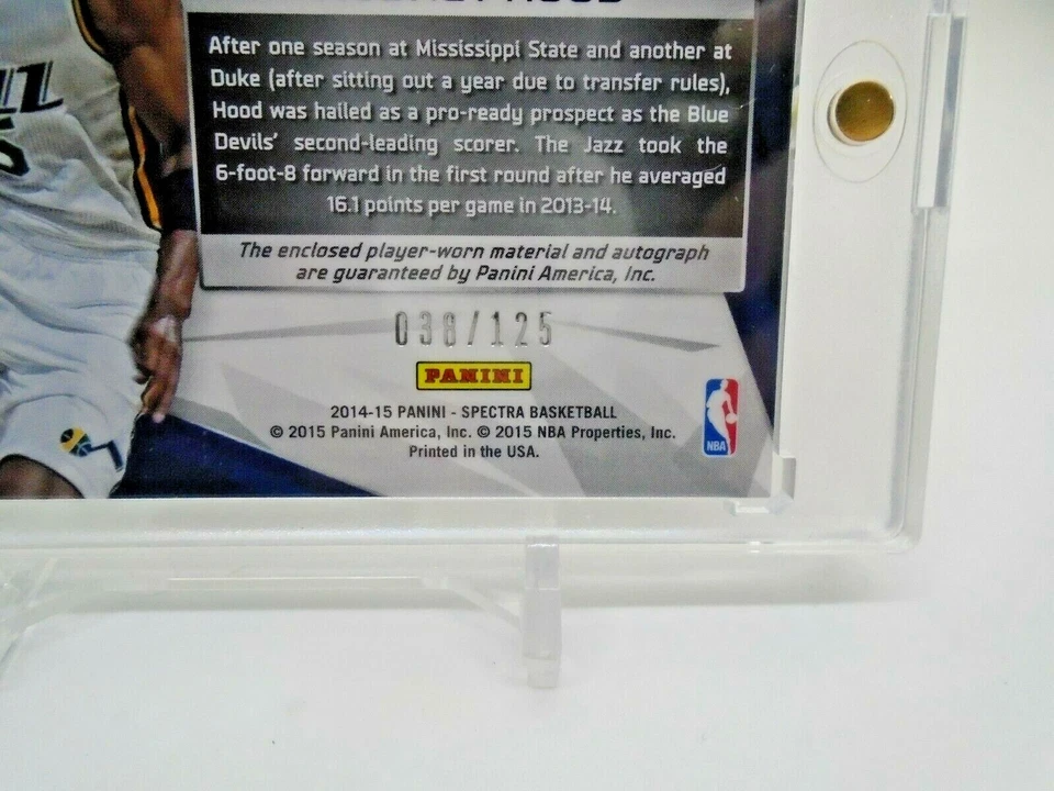 2014-15 PANINI SPECTRA RODNEY HOOD RPA ROOKIE PATCH AUTO SILVER PRIZM 38/125 - Image 3 of 3