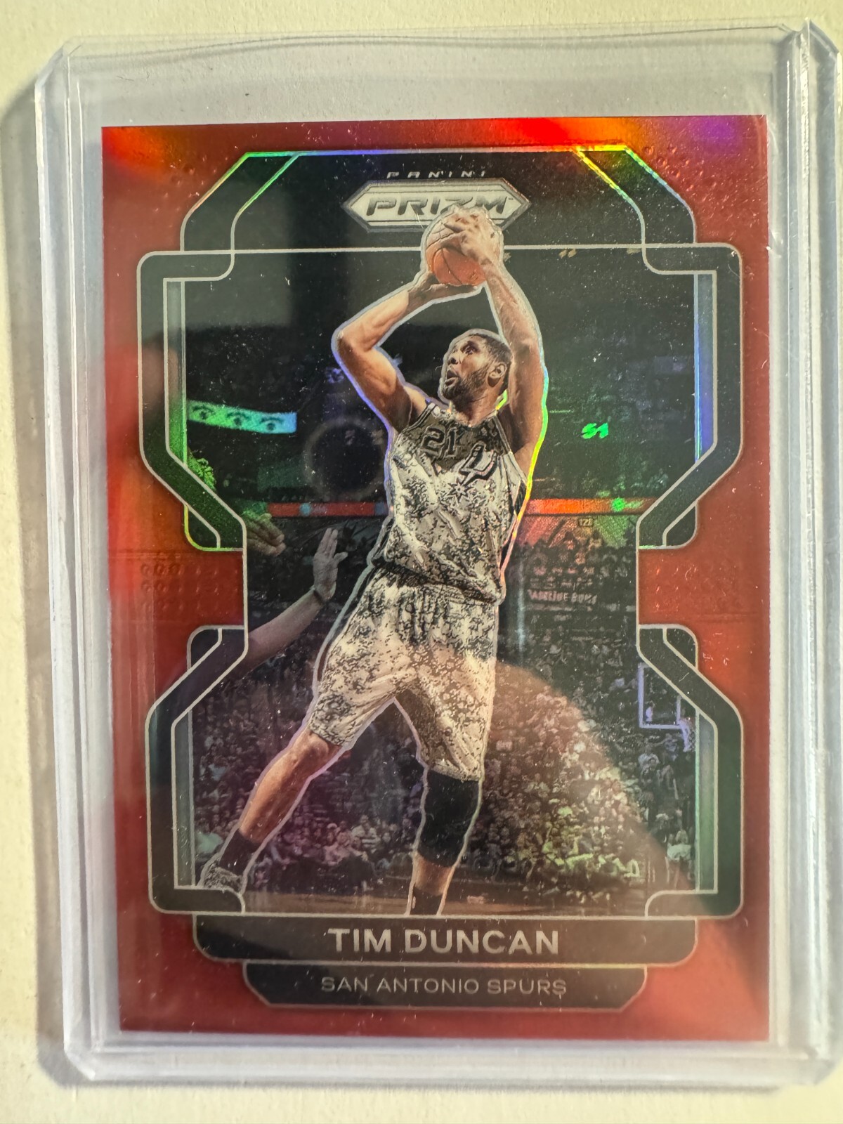 K239,356 - 2021-22 Panini Prizm Prizms Red #268 Tim Duncan #/299