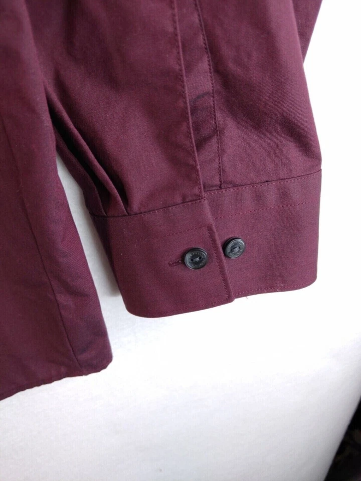 Camisa KennethCole Reaction Hombres Sin Arrugas 18 34-35 Borgoña Manga Larga Botón Foto 3 de 4