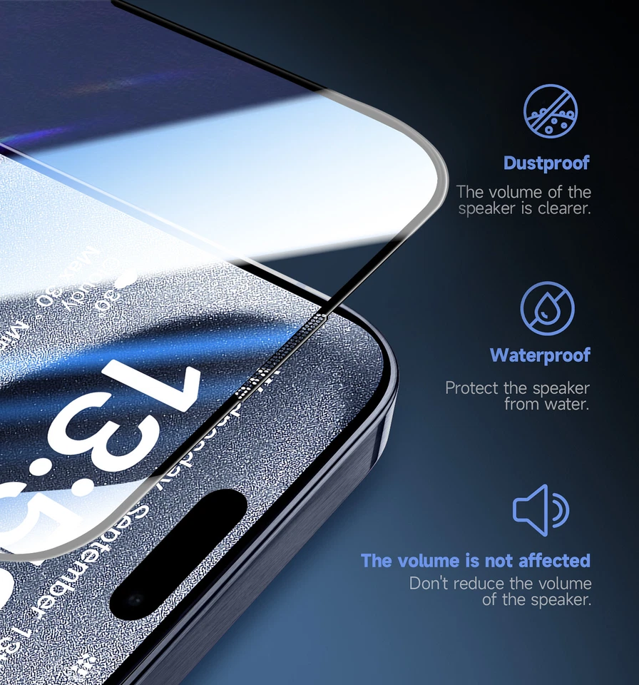 Protector de pantalla de vidrio templado MAGIC JOHN para iPhone 17 16 15 14 13 12 11ProMax Foto 3 de 4