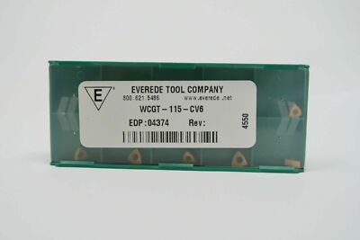 10 pcs EVEREDE TOOL COMPANY WCGT-115-CV6 Carbide Indexable Inserts