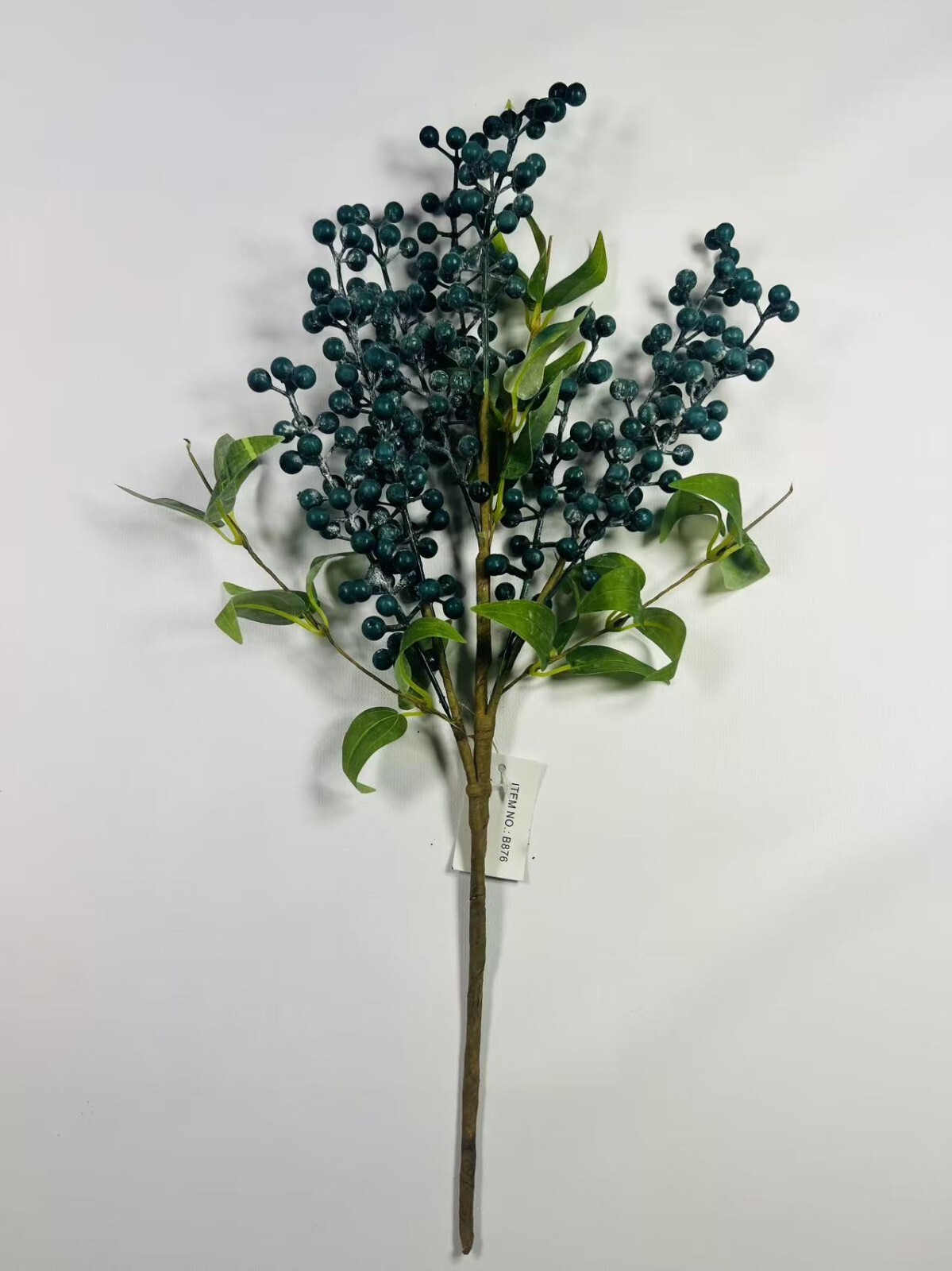 24” Artificial Blueberry Spray Stem with Green Leaves – Faux Berry Branch for Va