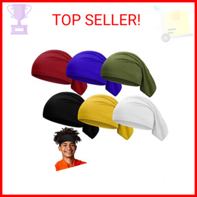 6 Pieces Dreadlock Bands for Men Unisex Spandex Dread Caps Long Head Tube Headba