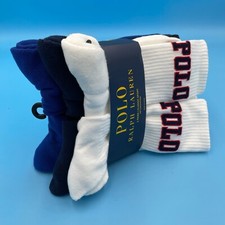 Polo Ralph Lauren Men  s Crew Socks Size 10-13 White Blue Classic 6 Pairs New