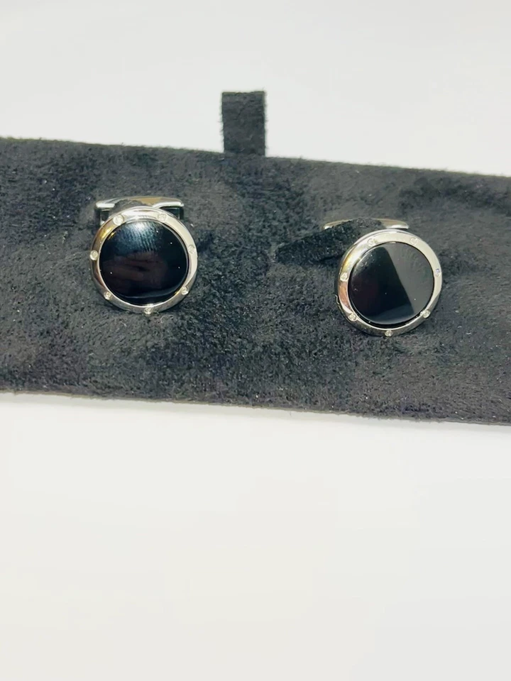 GEMELLI NUOVI PORSCHE DESIGN, Originali Polsini, Argento Sterling 925, Neri - Immagine 3 di 4