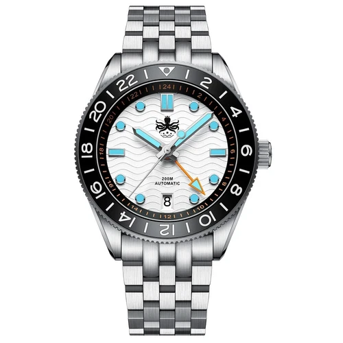 PHOIBOS Wave Master PY049E GMT Diver White Steel 300m WR Men's Watch