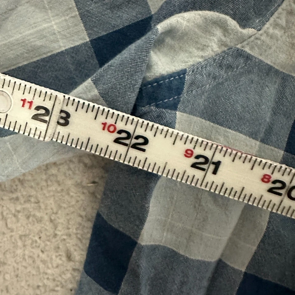 Camisa de sapo cachonda para hombre grande azul a cuadros manga corta bolsillo frontal algodón occidental Foto 3 de 4