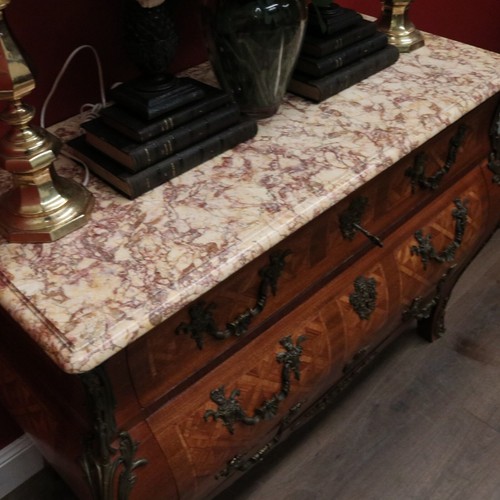 Antique Chest of Drawers, French, Walnut, Gilt Brass, Marble Top, 3 Drawers, Key - Picture 18 of 22