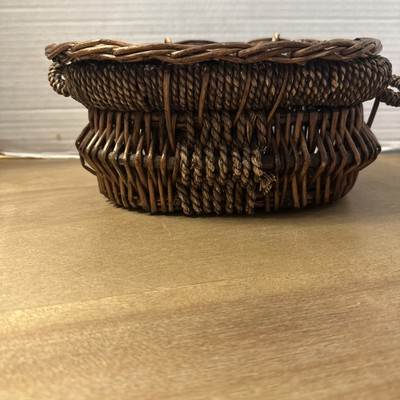 10  Woven Wicker Basket With Lid And Handles