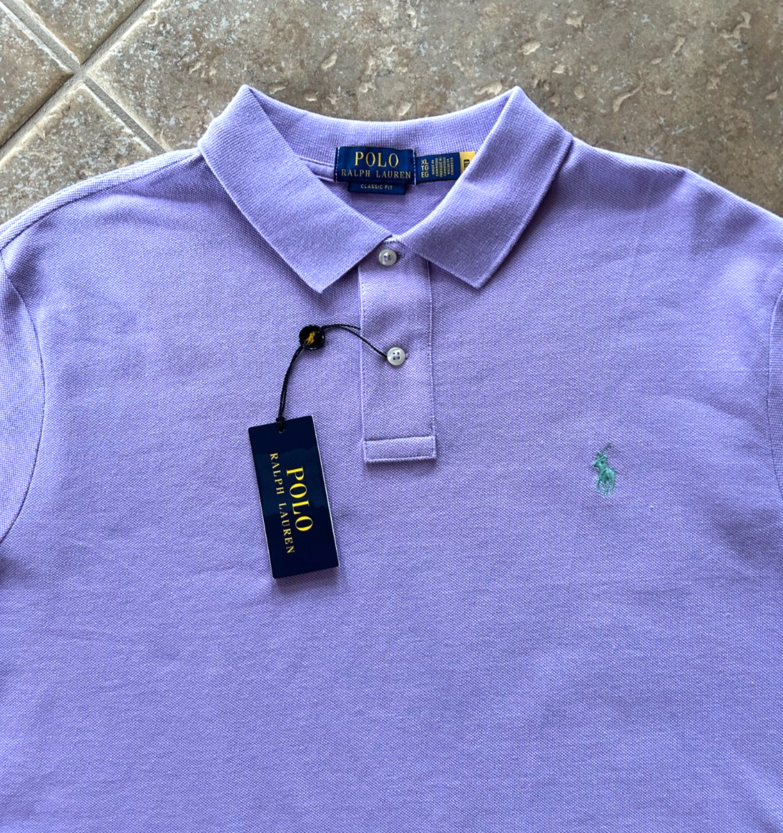 Polo Ralph Lauren Mesh Polo Shirt XXL Classic Fit Purple w/Mint