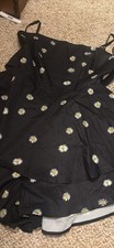 Mini Black Dress With Daises And Adjustable Straps With Tie In Back Size Large