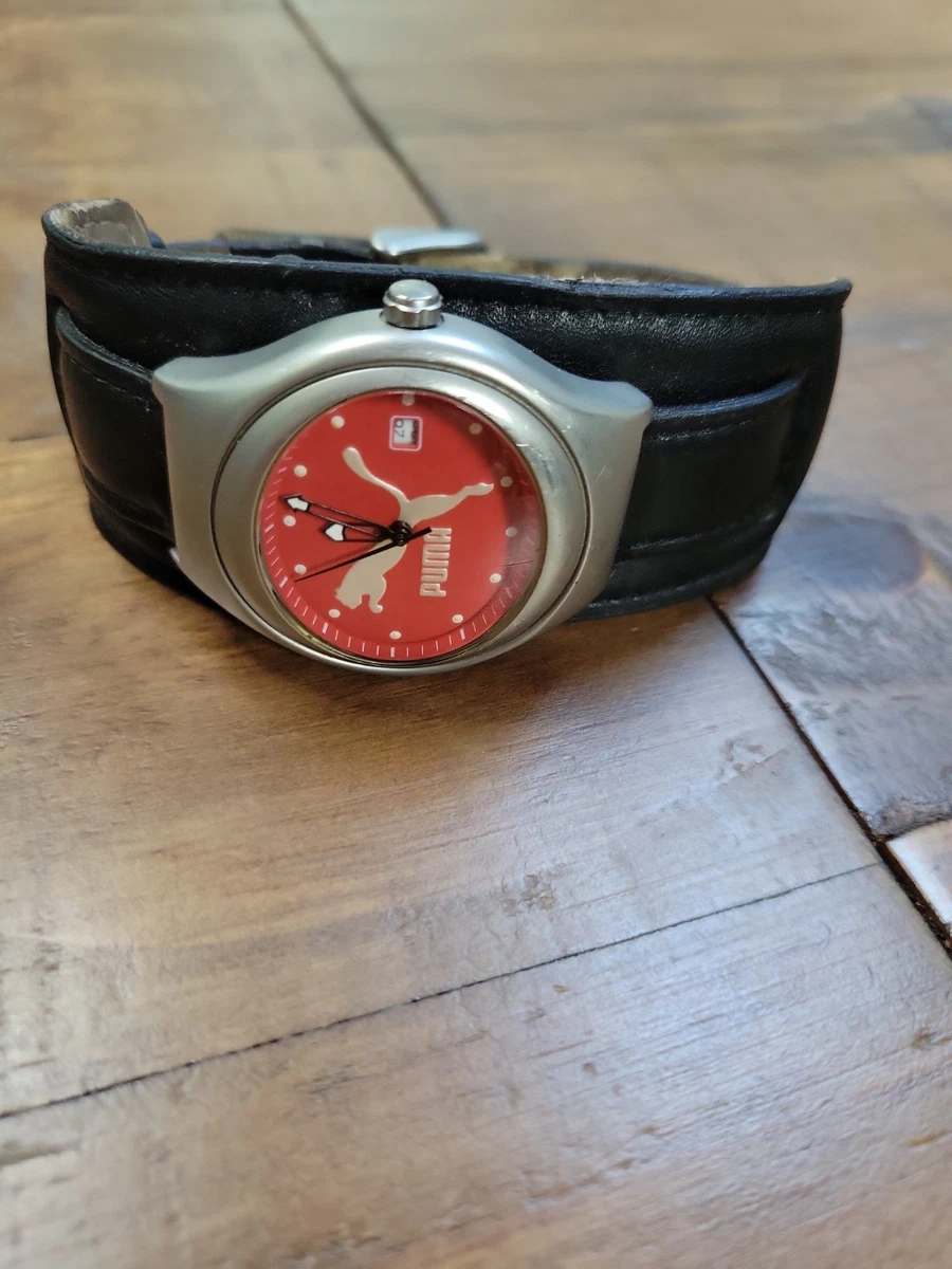Vintage Puma Red Leather Watch with Silver Case Puma Men main image 4