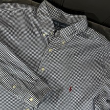 Ralph Lauren Long Sleeve Gingham Button Up Shirt Mens 2XB Big Classic Fit READ