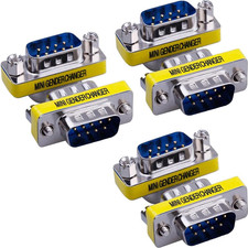 6-Pack 9Pin RS232 Serial Cable DB9 Male to Male Mini Gender Changer Adapter Coup