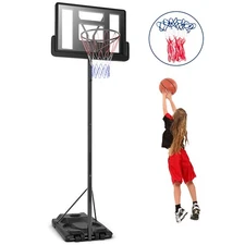 Height Adjustable Portable Basketball Hoop System Shatterproof Backboard Wheels