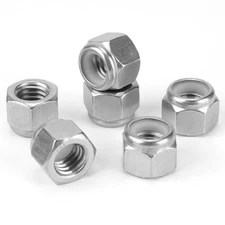 100 Pack 1/4"-20 Stainless Steel Nylon Insert Lock Nuts - Standard Thread