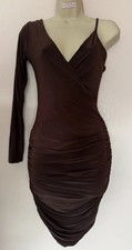 PrettyLittleThing Brown One Sleeve Dress Size 10