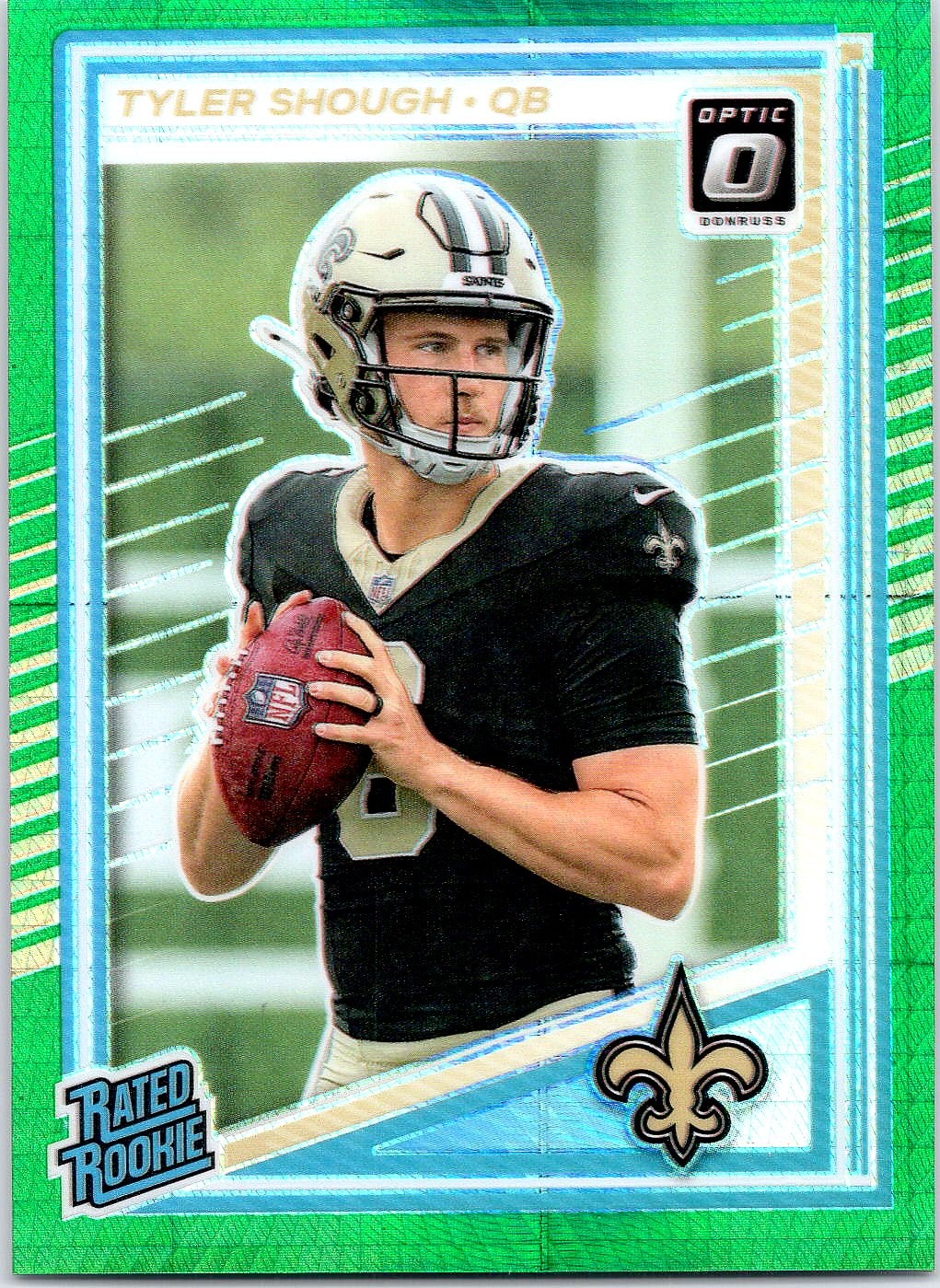 2025 Donruss Optic #223 Tyler Shough Green Hyper