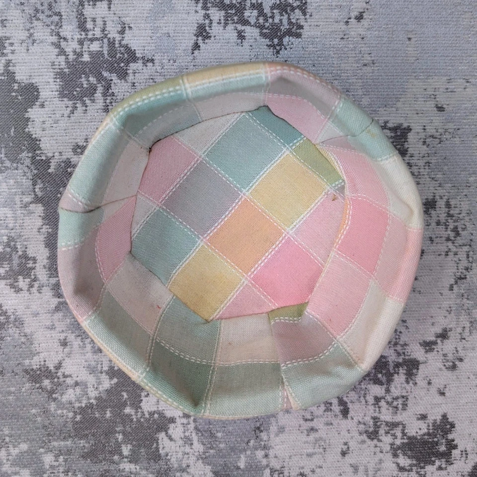 Винтажная тканая корзина Longaberger пастельная клетчатая тканевая подкладка 2001 коллекционная 6 дюймов - Изображение 4 из 4