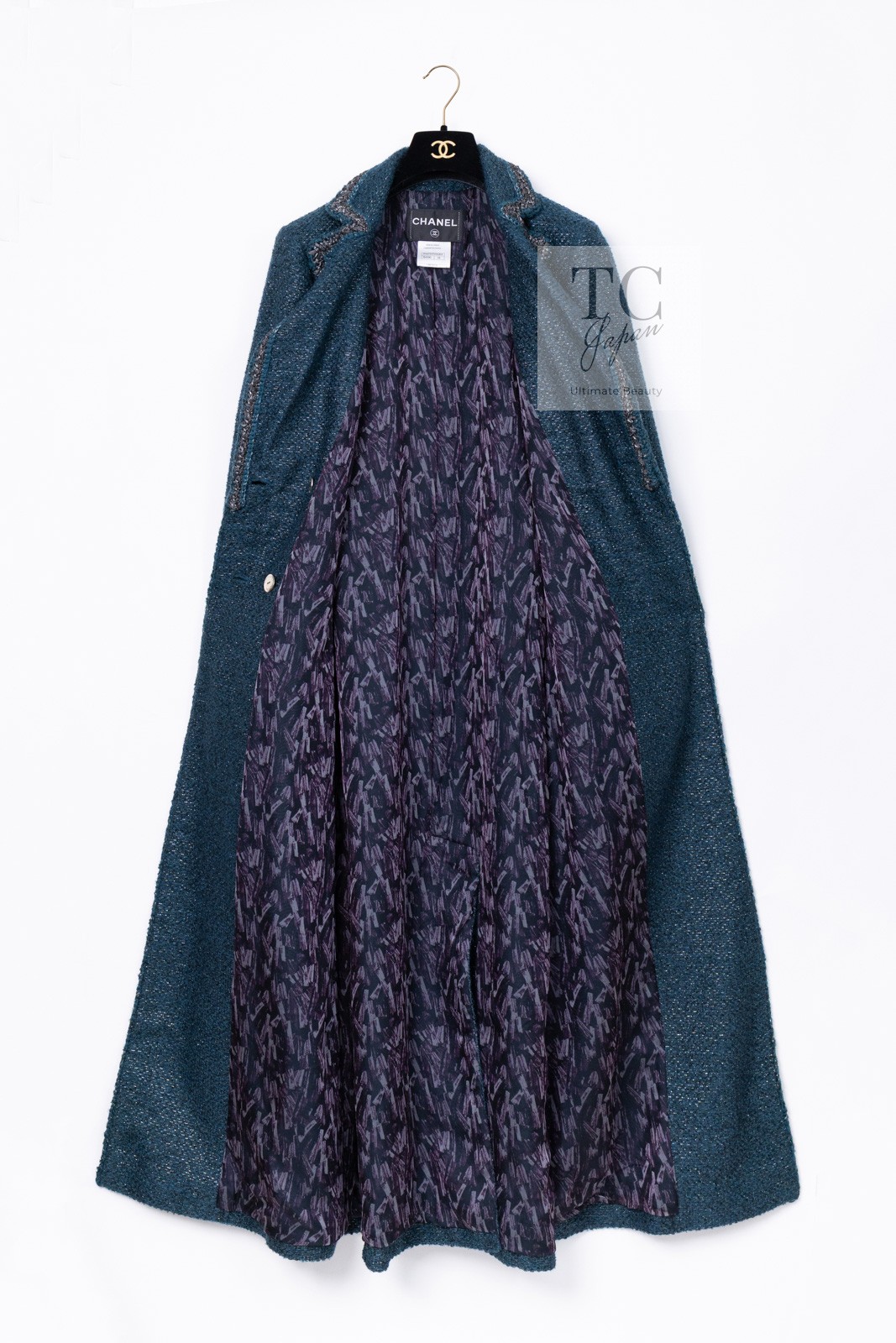 $12K CHANEL 12A Emerald Green Metallic Long Tweed Coat Karl Lagerfeld 34 36 thumbnail 10