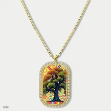 Stunning Tree Of Life Pendant Necklace Chain Printed Dog Tag Chain Gift Design E