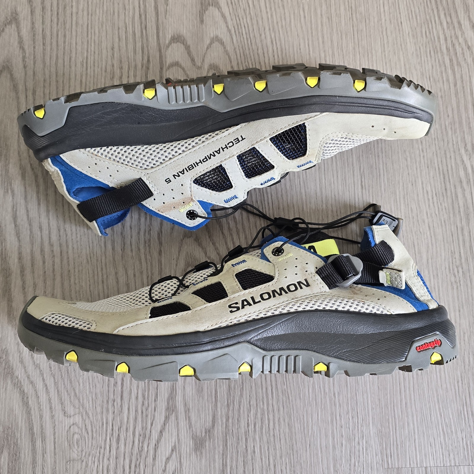 Salomon Techamphibian 5 scarpe uomo 9 grigio blu magnete monumento escursionismo 471138