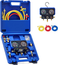 AC Gauge Set, 3-Way AC Manifold Gauge Set for R410A R32 R22 R454B Refrigerant wi