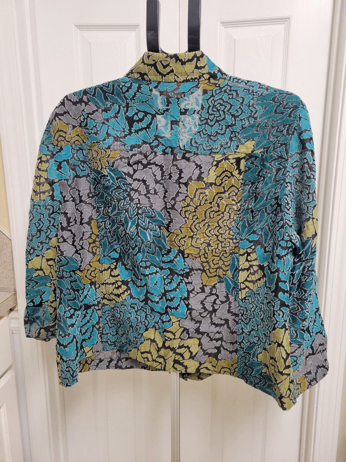 Ruby Rd Jacket Green Print Button Front Lightweig… - image 4