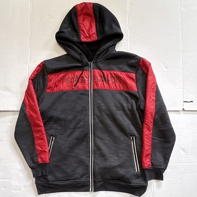 Rocawear Men's Colorblock Black/Red Full Zip Hooded Lined Hoodie Pockets