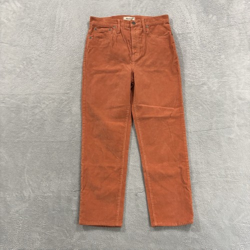 Madewell Jeans Women's 28 x 26 Corduroy High Rise Classic Straight Fit Orange