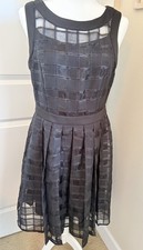 Ellen Tracy Black Sheer Overlay Cocktail Dress Size 12 Estimate Fit & Flare
