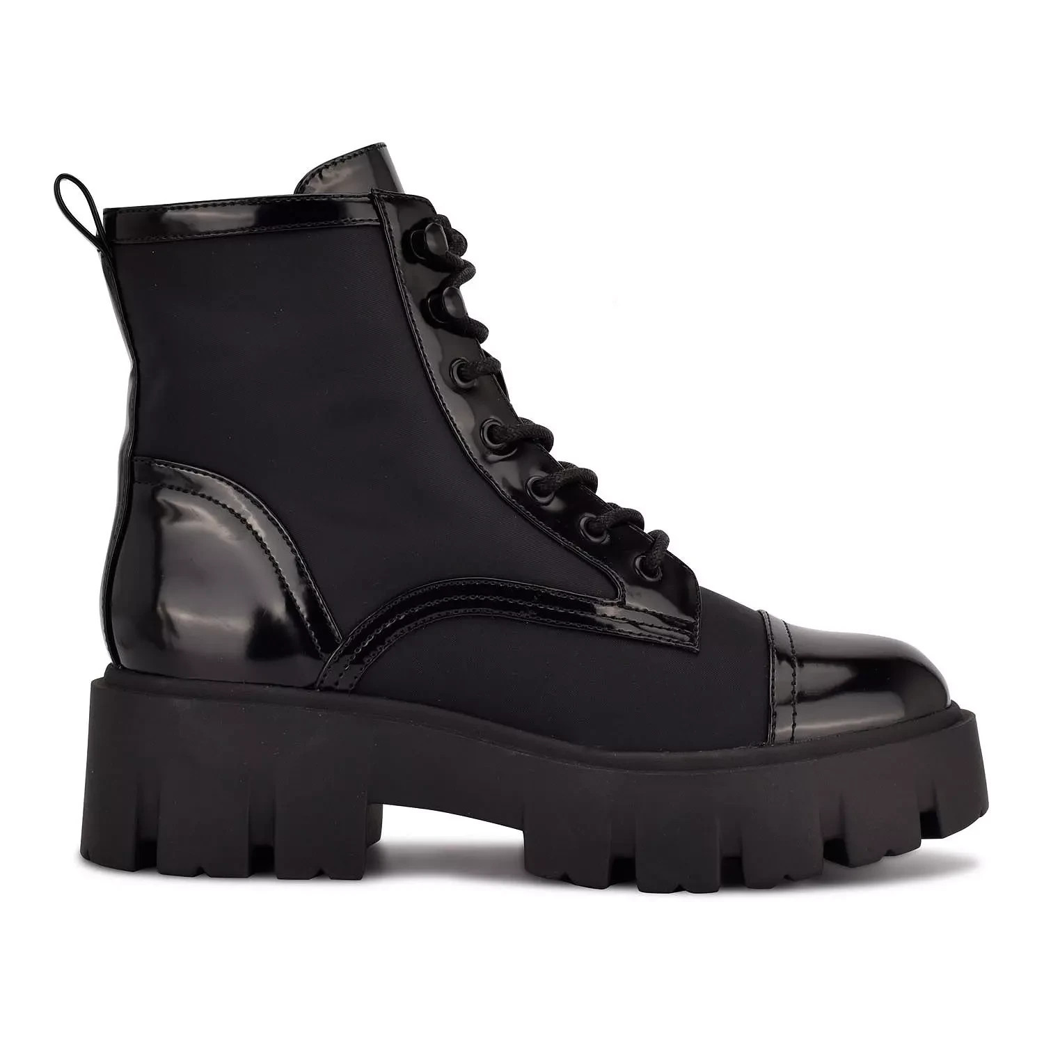RTLS $110 NINE WEST OBRI COMBAT PUNK ROCK WOMENS BLACK ANKLE BOOTS SZ 6.5