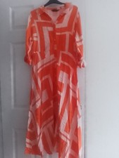 Lovely Bright Orange  Long Button through Dress 14 No Belt.