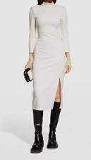 $350 Alice + Olivia Women's Ivory Inka Strap-Back MIDI Dress Size 6
