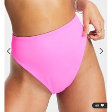 NWOT ASOS High-Leg High-Waist Bikini Bottom Bright Pink Mix  Match Sz 6