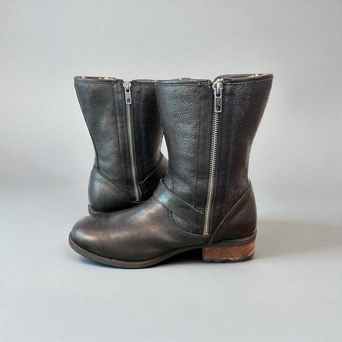UGG Damen Gr.10 Stiefel Schwarz Chaney Biker Leder 1007748 - Bild 4 von 13