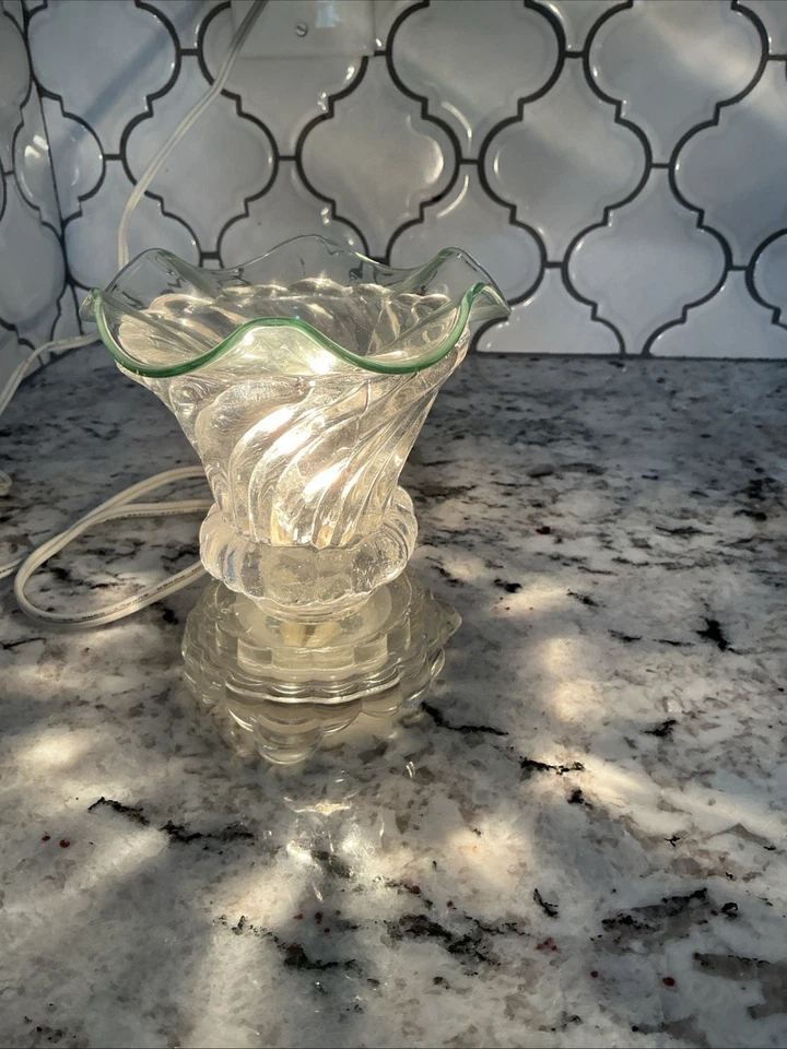 Calentador de tarta de aceite eléctrico de vidrio difusor de fragancia quemador lámpara regulable con aceite Foto 2 de 2