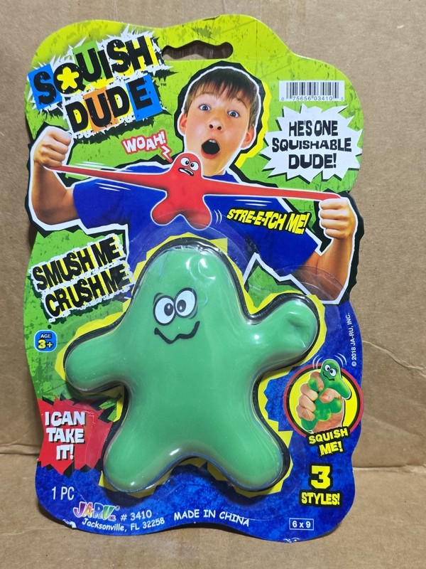 JA-RU Squish Dude Color Green Smush Me Crush Me 2018 NEW #3410 Stress Reliever!