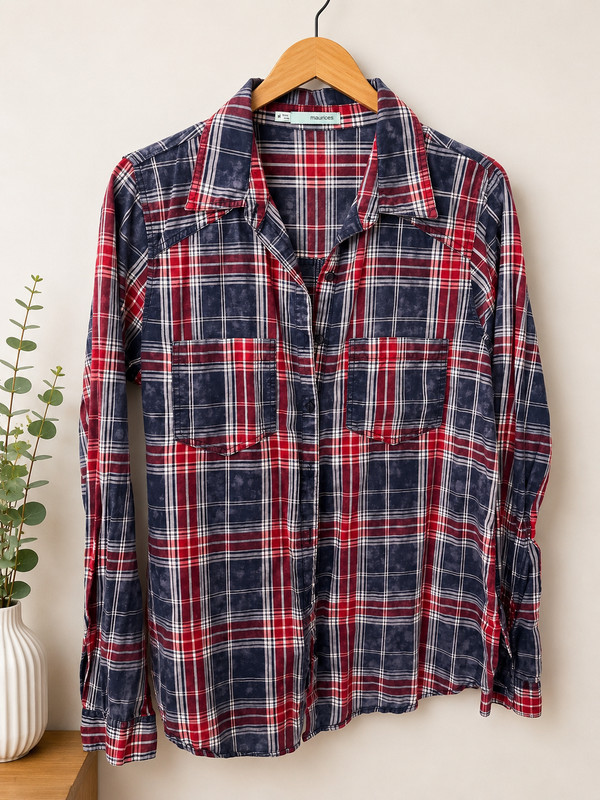 Maurices Women's Plaid Button-Up Shirt – Size M