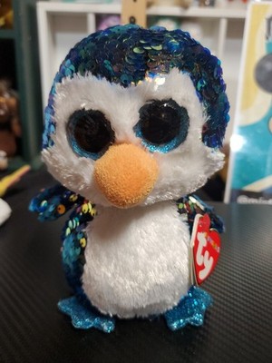 New!  TY FLIPPABLES PAYTON Penguin Color Changing Sequins Small 6'' 