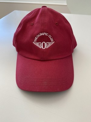 Vtg The Olympic Club Golf Hat Cap Red 4Head Headgear Classic Cut Adj Strap Nice!