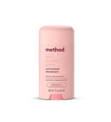 Method Deodorant, Pure Peace, Rose Water, Peonies + Pink Sea Salt Notes, 24 Hour