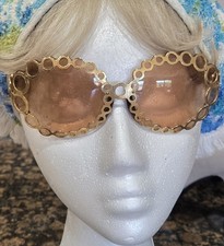RARE 1980s ALAIN MIKLI "BUBBLES" Gold Tone Sunglasses Made In France