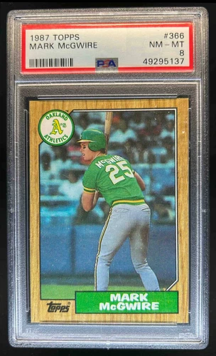 1987 Topps Mark McGwire Rookie RC #366 Athletics PSA 8