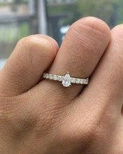 0.2Ct Pear Cut Solitaire with Accent Minimalist CZ 925 Silver Everyday Wear Ring