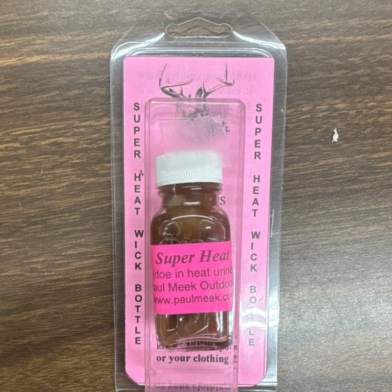 Paul Meek Outdoors Doe-In-Heat Deer Lure Attractant Brown Plastic Wick Bottle