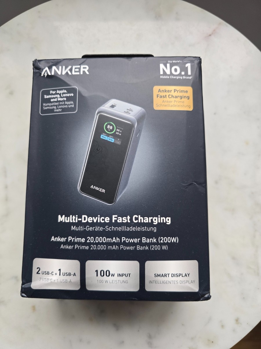 Anker Prime 20000mAh 200W USB-C Portable Power Bank - Black