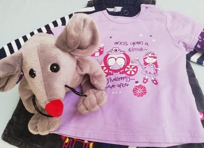 Kleiderpaket 4 Teile Gr 86 Kleid Oberteil Cinderella Jäckchen + Kuscheltier Maus