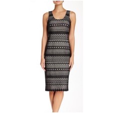 Cynthia Steffe Women’s Sz 6 Black Lace Crochet Dress Midi Sheath Sleeveless