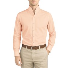 Men's High Stand Stiff Imperial Collar Shirt Peach Orange Formal Evening Dress